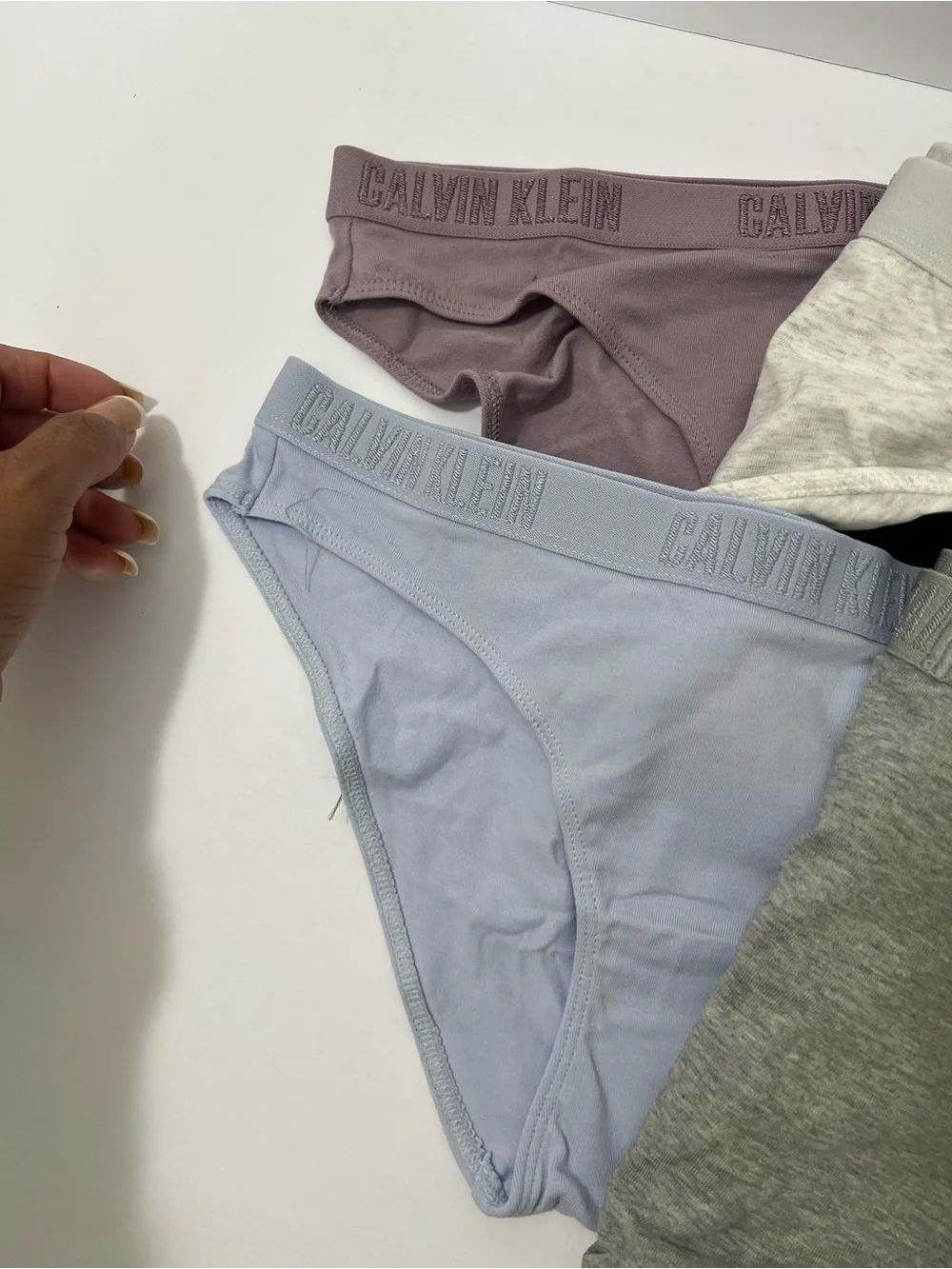 NWT Calvin Klein Bikini Briefs 3-Pack - Light Blue, Mauve & Gray